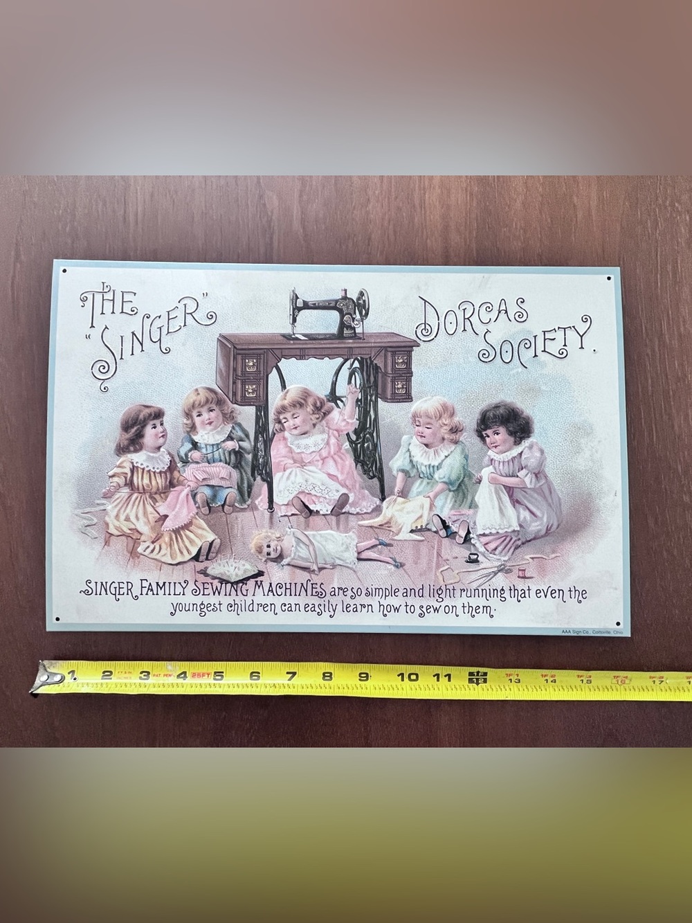Singer Dorcas Society Vintage Sewing Machine Advertisement Sign - Pastel Multi